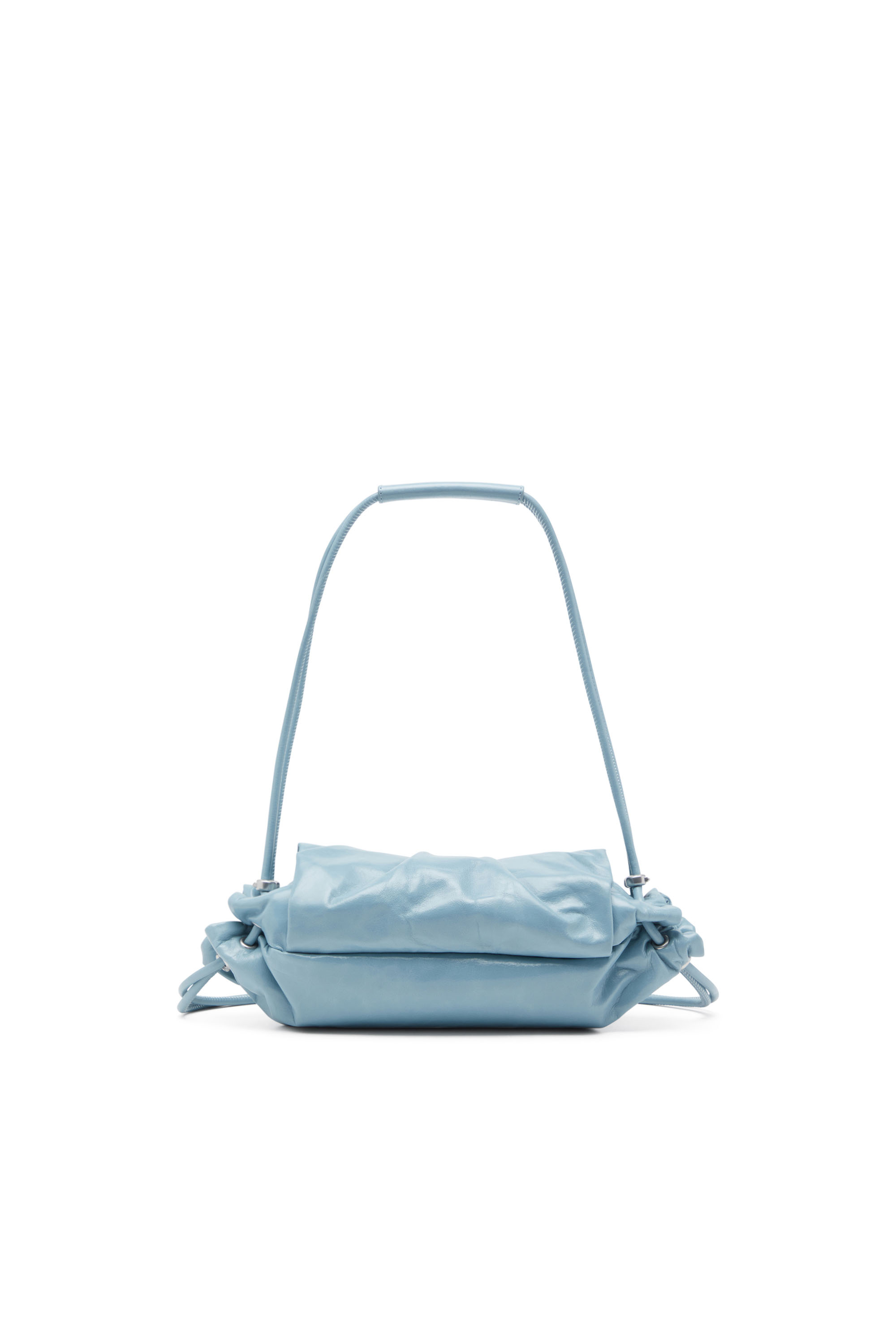Diesel - SCRUNCH-D SHOULDER S, Woman's Scrunch-D S-Shoulder bag in scrunched leather in Azure - 3